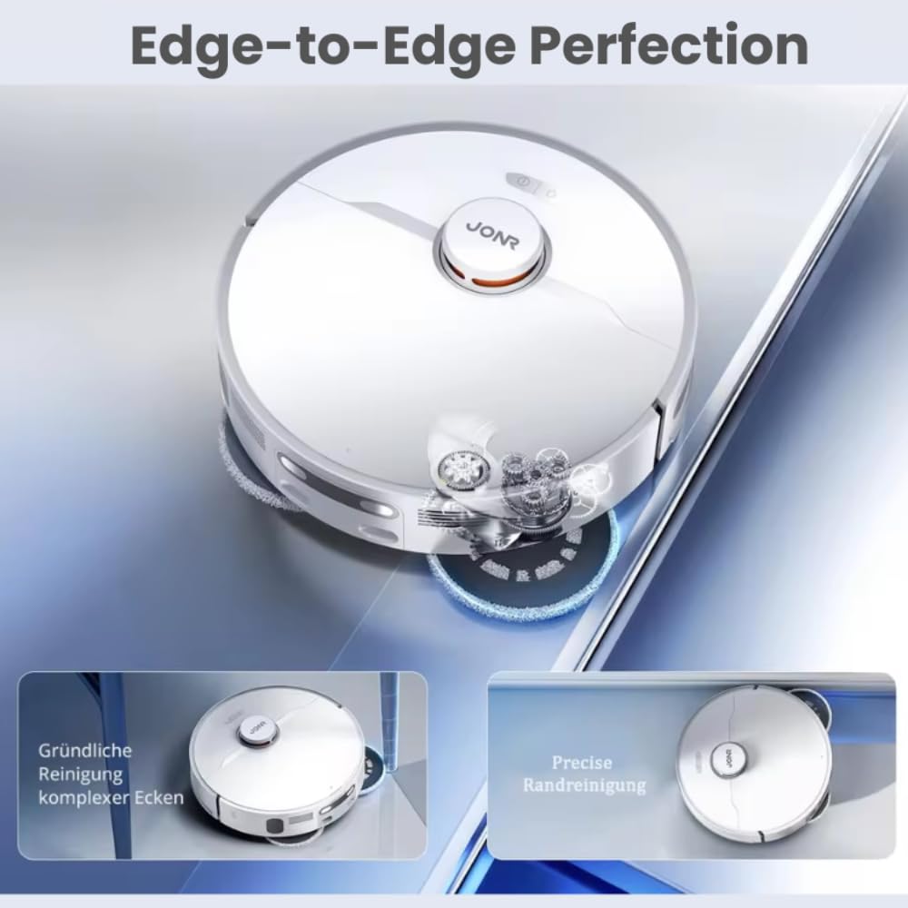 JONR T5 Pro Gen 2 15000Pa Robot aspirador con función de limpieza, potencia de succión (actualización de T5 Pro) con secado al aire caliente, cepillo lateral antienredos, prevención de obstáculos