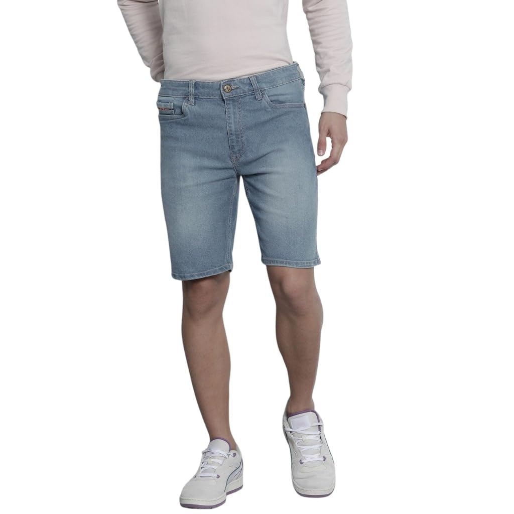 Men Slim Fit Mid-Rise Denim Shorts