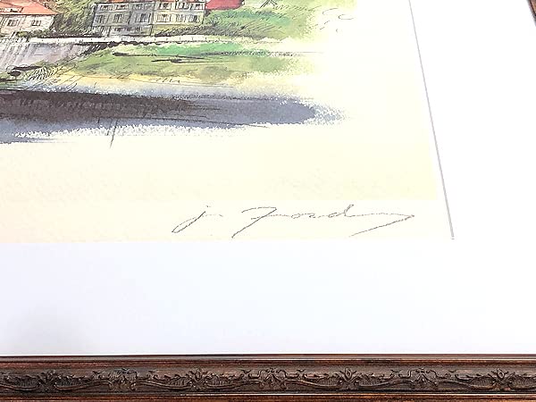 絵画　リトグラフ大　教会のある街　ジェームス・フォード　新品額装　箱付 絵画 リトグラフ大 教会のある街 ジェームス・フォード 新品額装