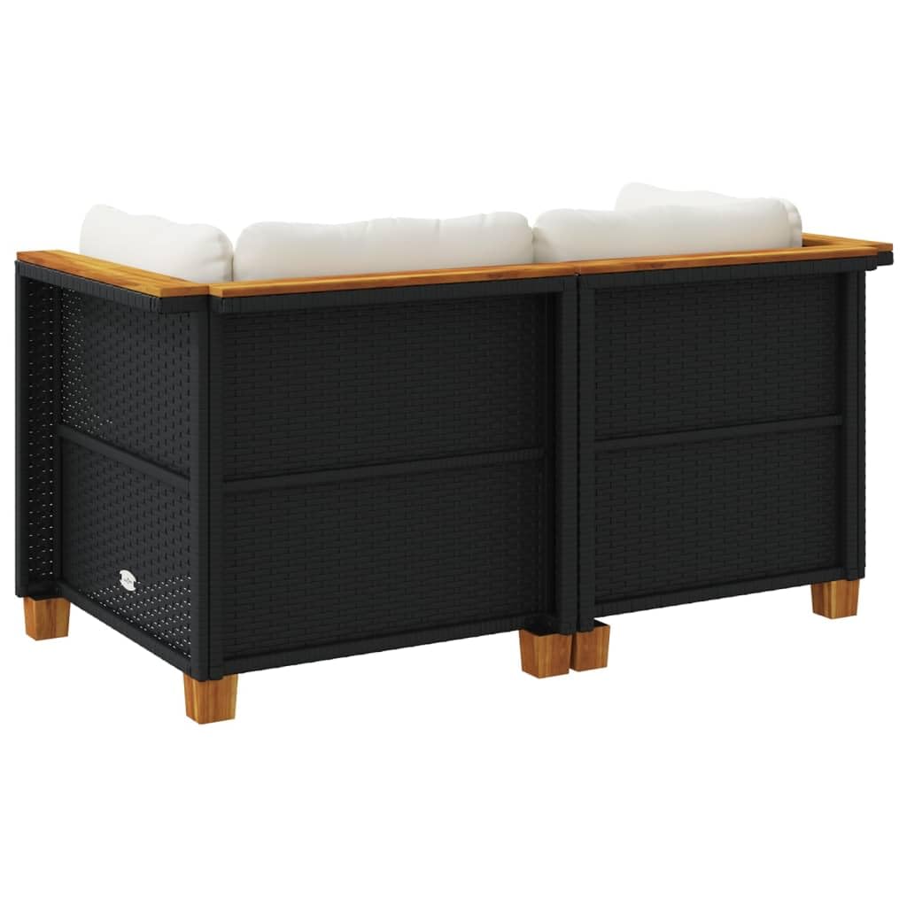 2 x narożna sofa ogrodowa, z polirattanu, kolor czarny, z tapicerowanymi poduszkami, zdejmowane pokrowce, modułowa konstrukcja, meble do salonu, sprzęt ogrodowy, zestaw 2 szt