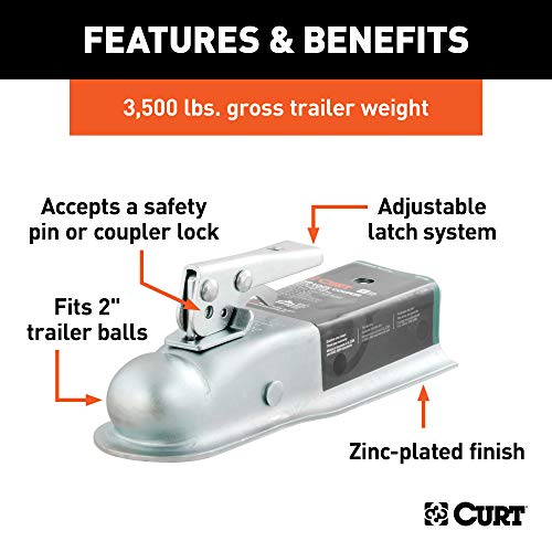 Curt 25135 Straight Tongue Trailer Coupler For 2-1/2-Inch Channel, 2-In Hitch Ball thumb #2