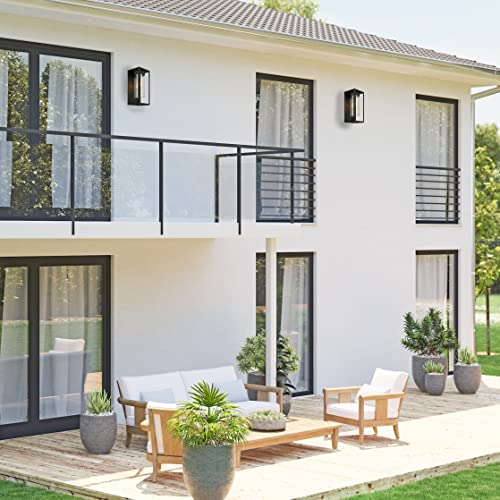 Eglo Water Hill 1-Light Outdoor Wall Sconce Modern Dimmable Led Waterproof Indoor/Outdoor Wall Lantern With Clear Glass, 12 In, Black #TOP4