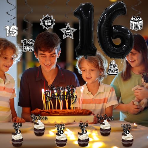 Image of Crenics Black 2010 16th Birthday Decorations for Boys Girls