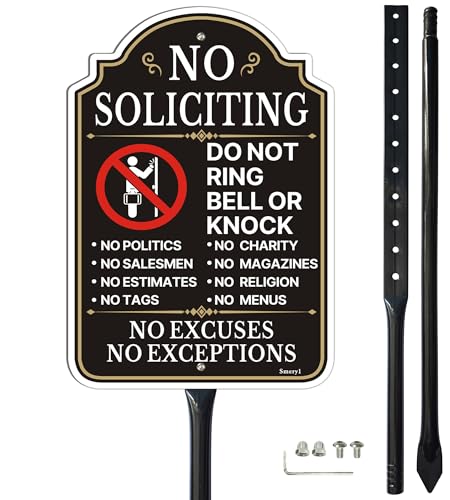 Smeryl No Soliciting Do Not Ring Bell Or Knock Sign 34.6