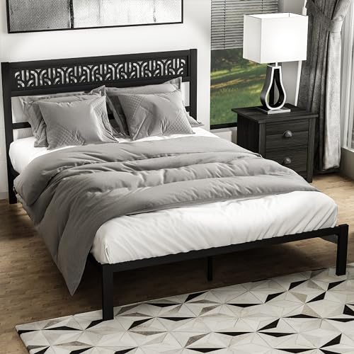 Galano Calico Full Size Metal Platform Bed Frame with Steel Slat Support - Easy Assembly, No Box Spring Needed, Black