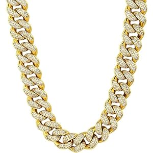Apzzic 12mm Miami Cuban Link Chain Iced Out CZ Diamond Curb Choker Necklace with Giftbox for Men Women