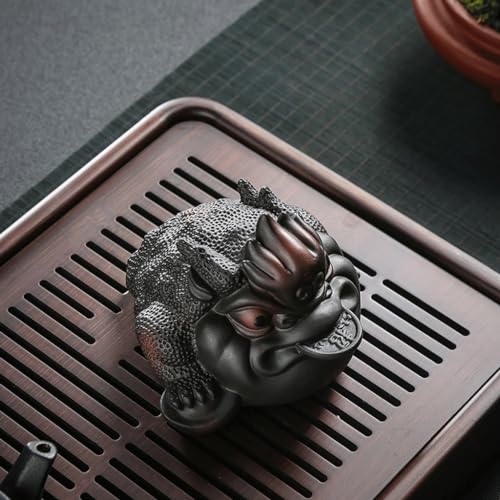 Animal de Compagnie thé Crapaud Doré en Sable Violet ENGENDER d'Art Chinois - 5