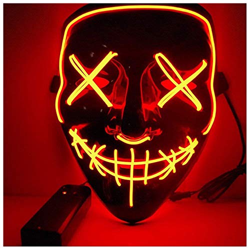 Alxcio Halloween la maschere Spaventoso EL Wire Cosplay Maschera, Led Light Up Maschera per il Costume di Halloween Christmas Party Si illuminano al Buio (Arancione)