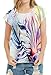 Futurino Women's Dream Mysterious Horse Print Short Sleeve Tops Casual Tee (L, Multi188)