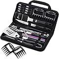 ROMANTICIST 27pcs Heavy Duty Grilling Gifts for Men Dad Christmas, Extra Thick BBQ Accessories Tools Set, Stainless Steel Grill Utensils Kit with Meat Claws, Carrying Bag for Outdoor Camping Black