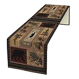 XBDDZSW Rustic Bear Table Runner Retro Pine Cabin Farmhouse Style Home Kitchen Table Decoration 13 'X70
