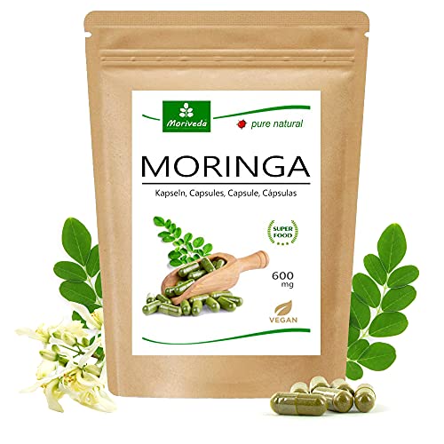 MoriVeda® - 120 Moringa capsules 600mg ou Moringa Energy Tabs 950mg - Oleifera, végétalien, Produit de qualité (1x120 Capsules)