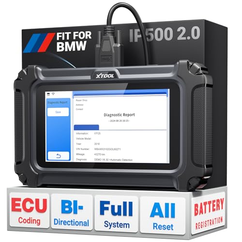 XTOOL IP500 2.0 for BMW OBD2 Scanner, Full Systems Bidirectional Scan Tool with ECU C0ding, Battery Registration Tool for BMW/MiNi/RR, All Services-(Injector C0ding/BMS/ABS), Lifetime Free Update