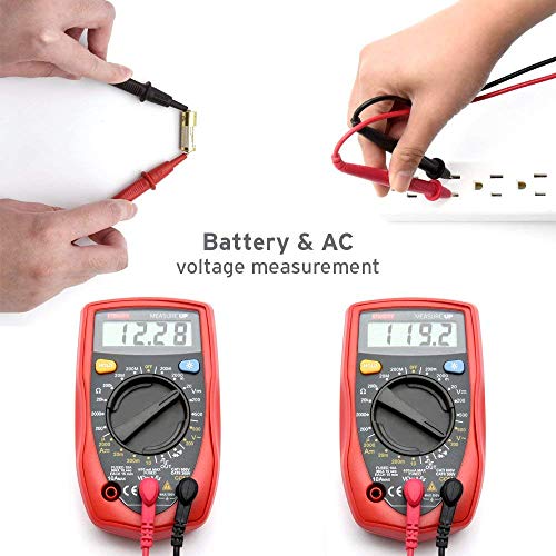 Image of Etekcity Digital Multimeter, AC DC Voltmeter Amp Volt Ohm Current Meter, Electrical Voltage Outlet Circuit Tester With Continuity Resistance Diode Test ,Two Build-In Ceramic Fuses, Red, MSR-R500