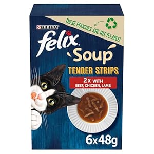FELIX Soup Tender Strips Farm Selection Wet Cat Food 6x48g (Pack of 8)