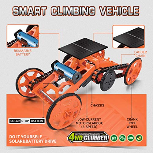 image for Yeelan DIY 4WD Climbing Car Solar Robot Toy Kit Double Energy Mode Rob
