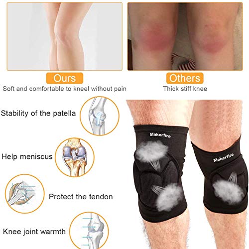Makerfire Protective Knee Pads Knee Protector Thick Sponge Anti-Slip Collision Avoidance Knee Sleeve-1 Pair(L) - Image 3