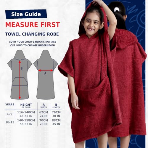 Image of ALLEN & MATE Kids Surf Poncho Towel Robe, Hooded Changing Robe, 6-13 Years