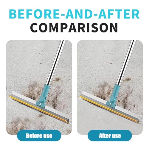 Image of Carpet Rake for Pet Hair Removal - 5-Pcs Set Pet Hair Carpet Rake with Dog Hair Remover, Cat Hair Scraper Tool 55-Inch Adjustable Handle for Carpets, Rugs, Upholstery