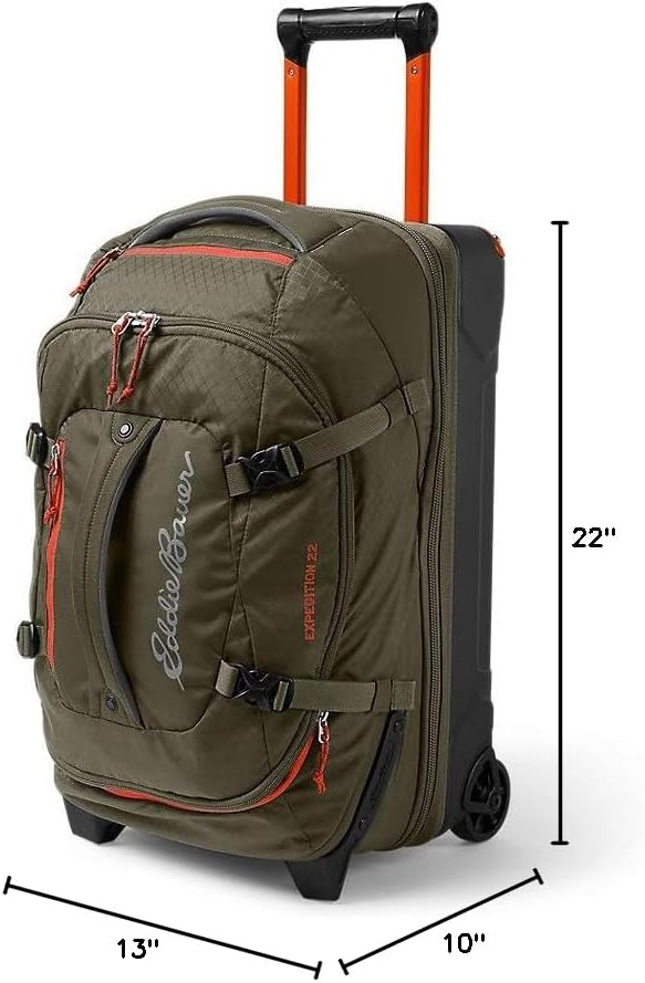 Eddie Bauer Expedition Rolling Duffel Bag with Wheels | Travel | Carry-On | Luggage | Rugged | Durable - Dark Thyme, 22" - Image 9