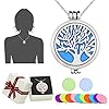 Aromatherapy Essential Oil Diffuser Pendant Necklace,WAWJ Life Tree Stainless Steel Christmas Mothers Day Gift Jewelry with 24" Chain & 12 Felt Pads #5