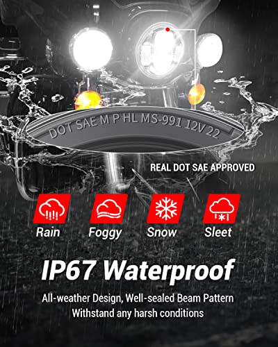Z-Offroad New 7 Inch Motorcycle Led Headlight 4.5" Fog Passing Lights, Dot Kit Compatible With Harley Davidson Road King Electra Glide Ultra Classic Heritage Softail Fat Boy Street Glide, Black #TOP4