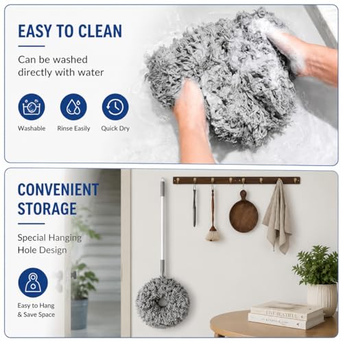 Image of Raquel Fan Cleaner Brush with Long Rod Flexible Fan Cleaning Mop Microfiber Dust Cleaner Foldable Duster for Home Cleaning Microfiber Duster for Cleaning of Home, Kitchen, Car, Ceiling (Grey)