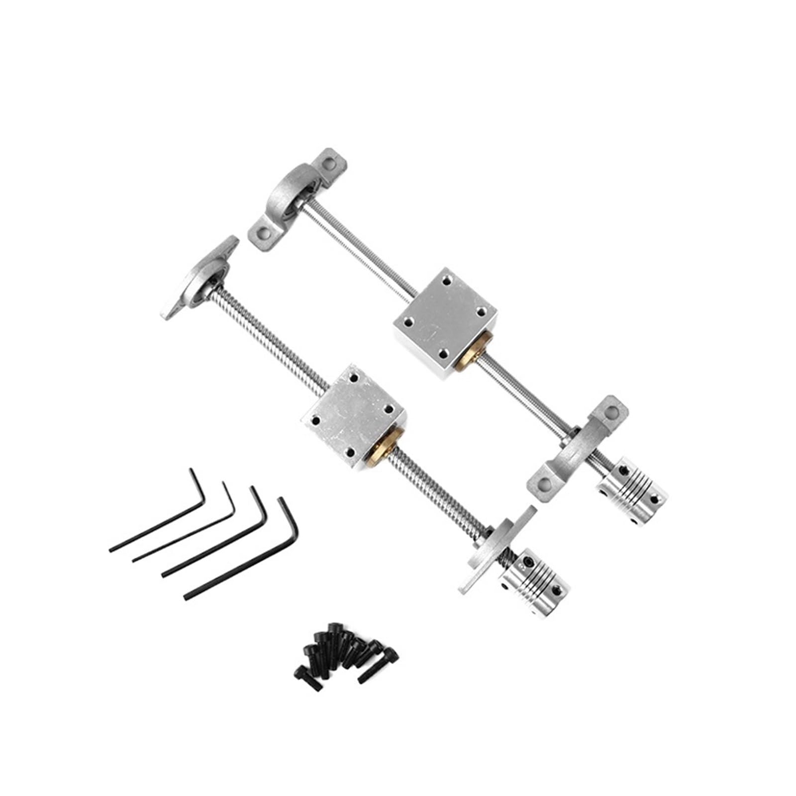 Metal Ball Screw nut end Processing T12 Lead Screw Set Lead 12mm 100mm-600mm+Brass Nut+Coupling+2pcs KP001 Support Block(100mm)