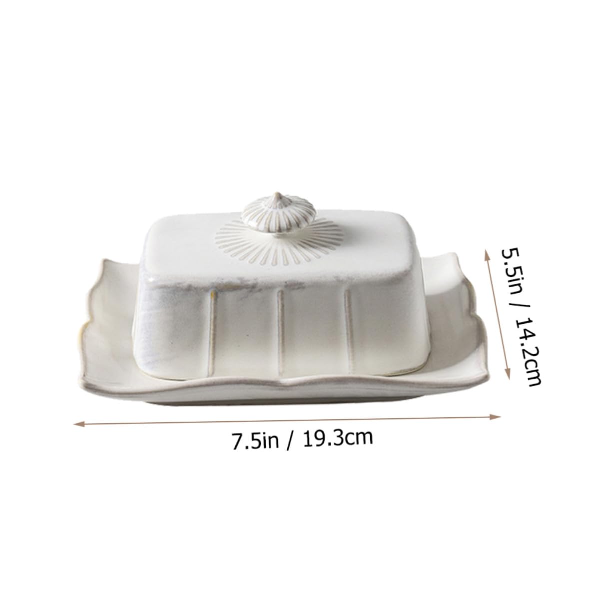 Beurrier Céramique Blanc Couvercle, Plateau à Beurre Pratique Conservation des Aliments, Décoration Cuisine Service à Domicile