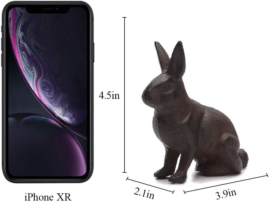 Cast Iron Rabbit Statue Garden Lawn Home Office Desk Decor Paperweight Collection Bunny Figurine Animal Lover Gift PTWQ011 - Image 2