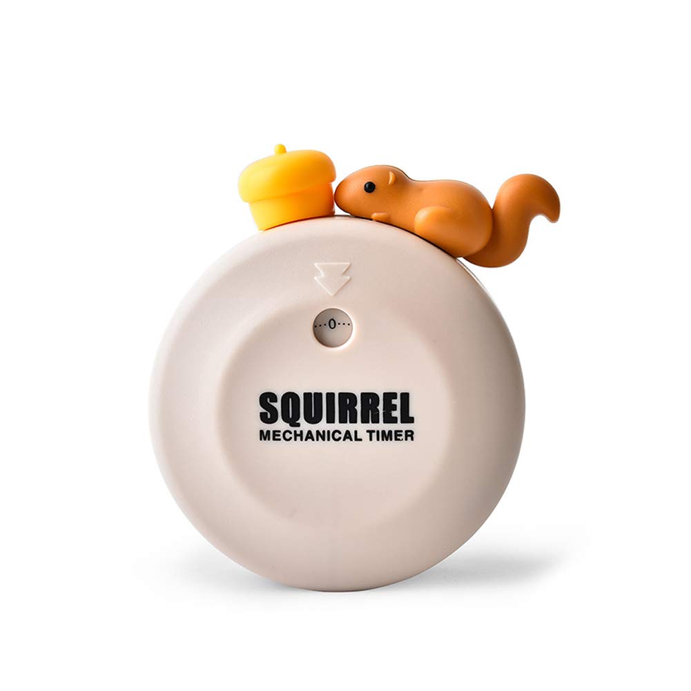 Kumkey Kitchen Mechanical Timer, Cute Animal Cooking Timer 60 Minutes Wind Up Timer with Loud Alarm Clock Countdown Timer Time Management Reminder for Baking Work Yoga Game Learning (Beige Squirrel)