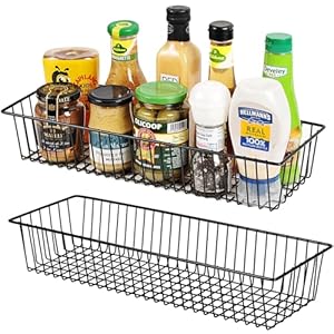 Sheechung farmhouse decor metal wire storage organizer bin basket2 pack rustic toilet paper holder storage organizer for bathroom kitchen cabinetspantry laundry room closets garage black  urban country home decor