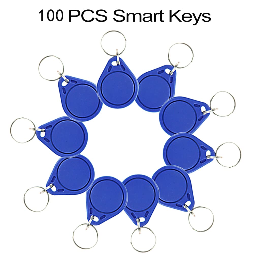 HERNAS 100 llaves UID regrabables tarjetas RFID Mi-Fare 1K S50 control acceso ABS 13.56 MHz