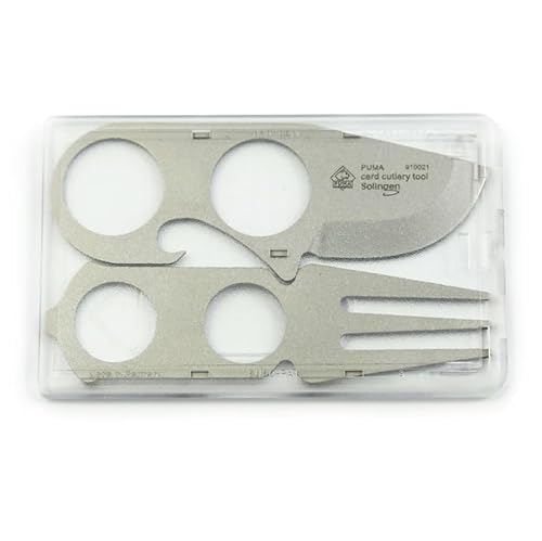 PUMA Card Cutlery Tool – Kompaktes Edelstahl-Multitool mit Messer, Gabel, Löffel, Dosenöffner, Flaschenöffner, Ahle & Korkenzieher – Perfekt für Camping, Wandern & Outdoor-Aktivitäten