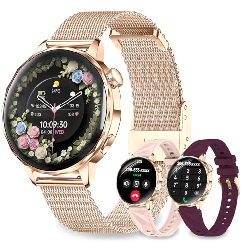 Image of Smart Watches for Women, 1.27'' Smartwatches (Answer /Make Calls) Compatible with iPhone /Android Phones, IP68 Waterproof Fitness Tracker Watch with Sleep Monitor,100+ Sports Modes (Rose Gold)