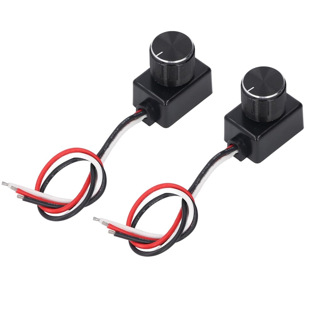 Jnchdghwa Black Led Dimmer Switch 2 Pack, Dimmable Pwm Knob, Smooth Dimming 5 To 100%, 12 To 24 V For Rv Boat Truck Strip Light