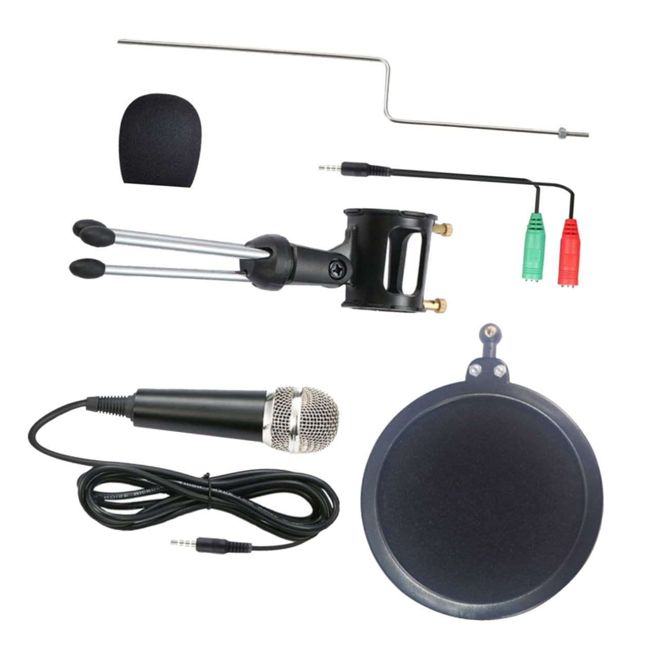Hemoton Condenser Microphone with Tripod Stand Spray Filter and Audio Cable for Vocal Recording and Streaming Black