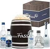 probierFass Vodka Geschenkset | 5 beliebte Vodka (4 x 0.05l und 1 x 0.04l) in einem Fass mit Geschenkverpackung | Vodka Probierset | Vodka Set | Vodka Geschenk