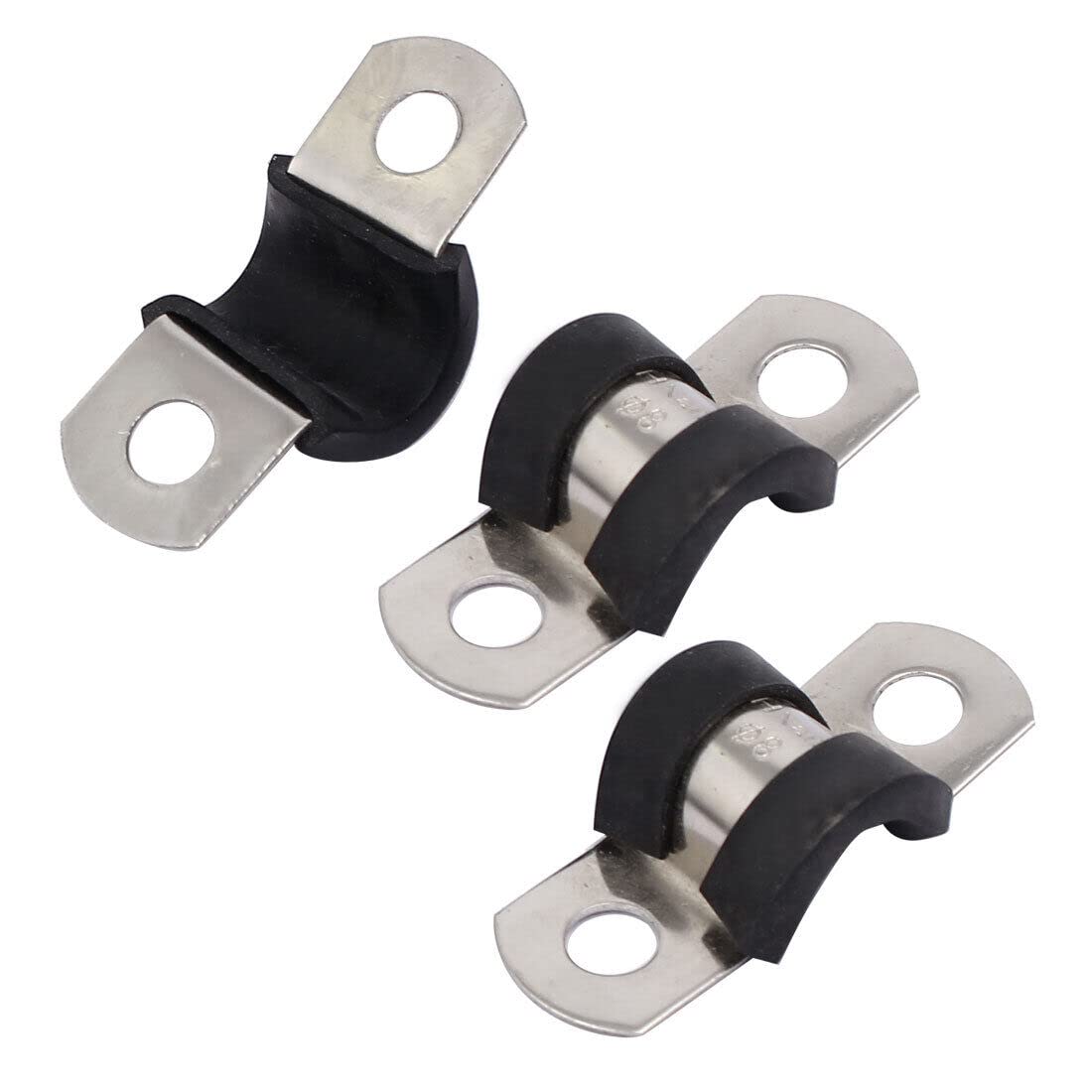 Tool parts 8mm Dia EPDM Rubber Lined U Shaped Pipe Tube Wire Clamps Clips 3pcs