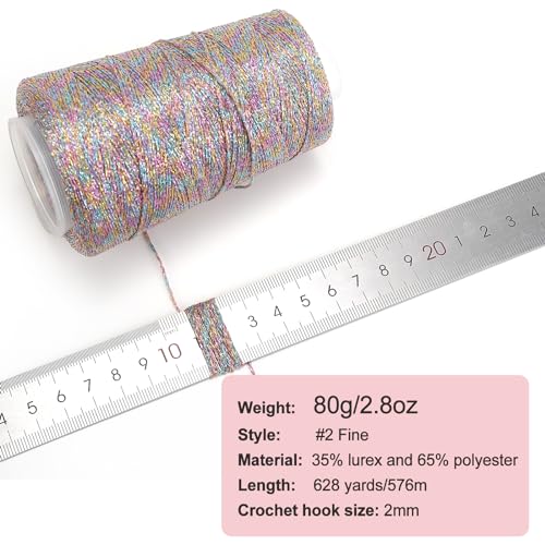 Image of Metallic Crochet Thread, 80g Lurex Yarn for Charms(Neon)