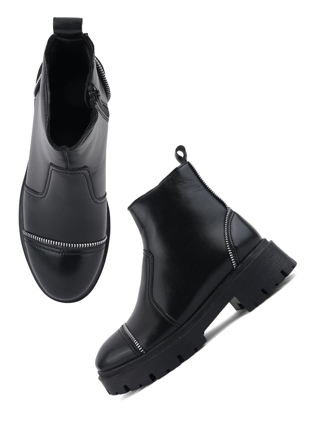 ZIP STYLE CHUNKY CHELSEA BOOTS FOR WOMEN-image-47