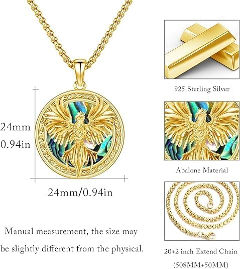 Phoenix Necklace 925 Sterling Silver Oxidized vintage Celtics Necklace Phoenix Rising Crystal Necklace Pendant Phoenix Jewelry Gifts for Women Men - Image 3