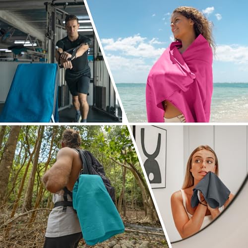 ZENACROSS Mikrofaser Handtuch mit Transportbeutel - Schnelltrocknendes und vielseitiges Fitness Handtuch - Sporthandtuch Größen XL - 180 x 90 cm - Petrolgrün 6