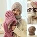 YJWZ Integrierter Gehörschutz Winddichte Mütze Schal,2 in 1 Winddichter Mützenschal Niedlich Mütze Schal Set Damen mit Brosche Winter Warm Strickmütze, Kapuzenschal für Frauen