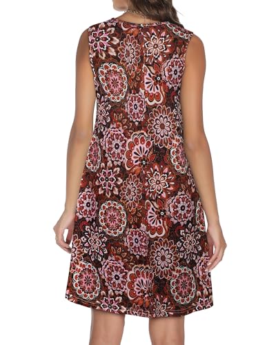 Image of Summer Dresses for Women 2026 Casual Sleeveless Sundress Floral Loose Fit Beach Cover Up with Pocket