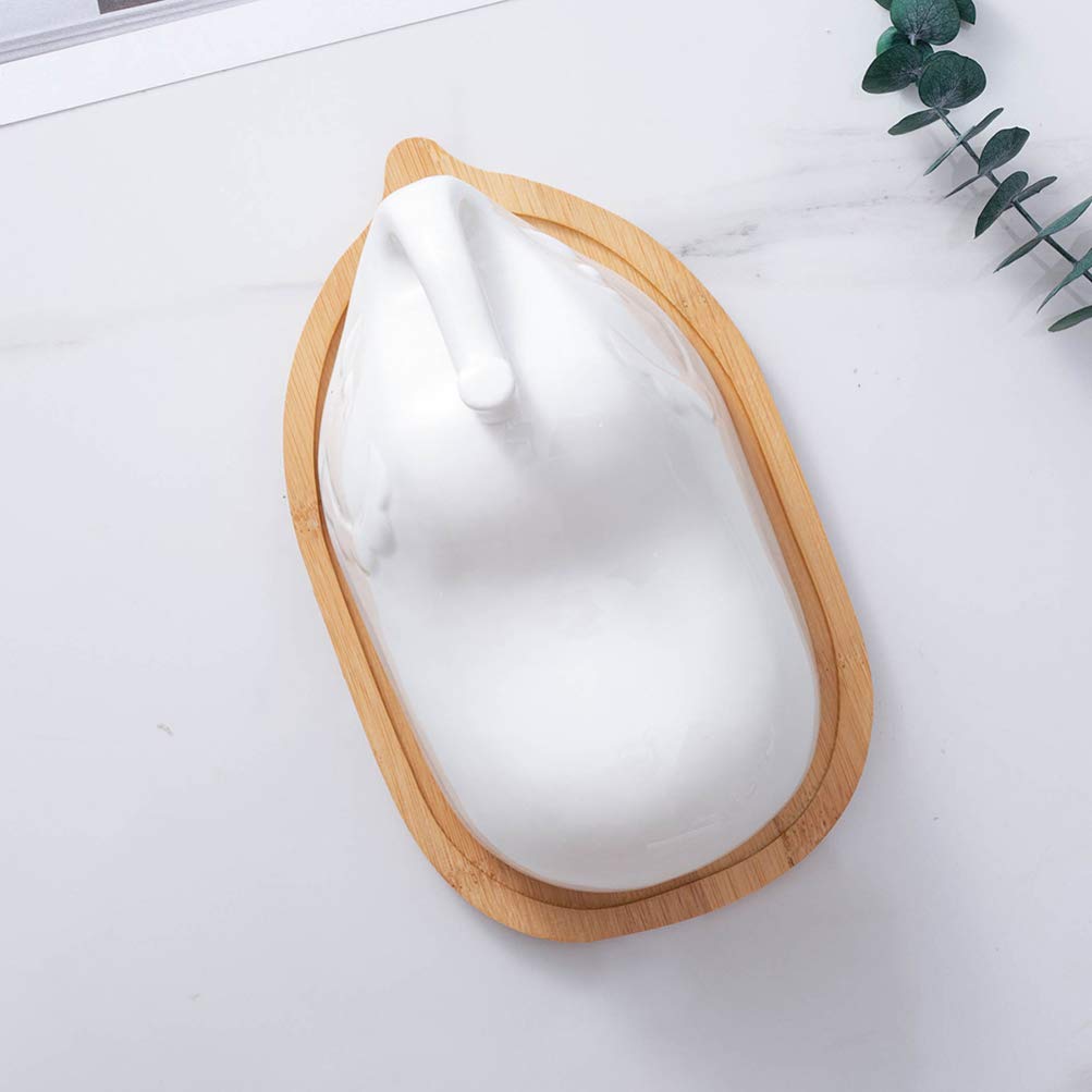 Beurrier en céramique avec plateau, boîte à beurre en forme d'éléphant, récipient à beurre en porcelaine, support à beurre, grand beurrier au lave-vaisselle, assiette à fruits