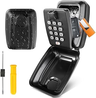 Key Boxes Wall Mounted, Key Safe Outdoor Waterproof, Key Lock Box Large with Resettable 12-Digit Combination Top Security Key Storage Box with Weatherproof Cover for Home Garage Office School