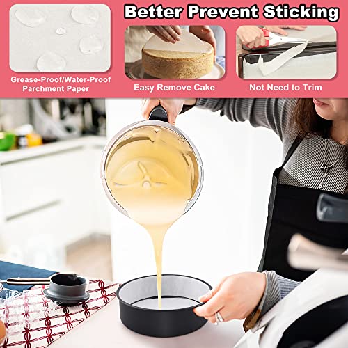 E-Far 6 Inch Cake Pans Set Of 2, Nonstick Stainless Steel Small Round Baking Pans With Parchment Paper & Side Liner Roll, Stainless Steel Core & Non-Toxic Coating, Straight Side & 2 Inch Deep #TOP3