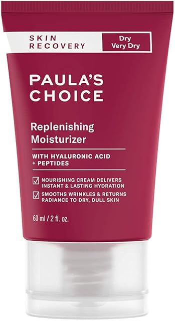 Paula's Choice SKIN RECOVERY Replenishing Moisturiser - Rich Night Cream Hydrates, Soothes & Nourishes Face & Eyes - with Hyaluronic Acid & Peptides - Sensitive, Dry to Very Dry Skin - 60 ml