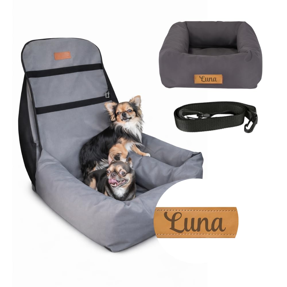 Petsen Hundeautositz klein personalisiert, Hundesitz Auto mit Leine fr  Rckbank, 2in1 Hundebett Auto und Transporter fr kleine Hunde und Katzen :  Amazon.de: Haustier